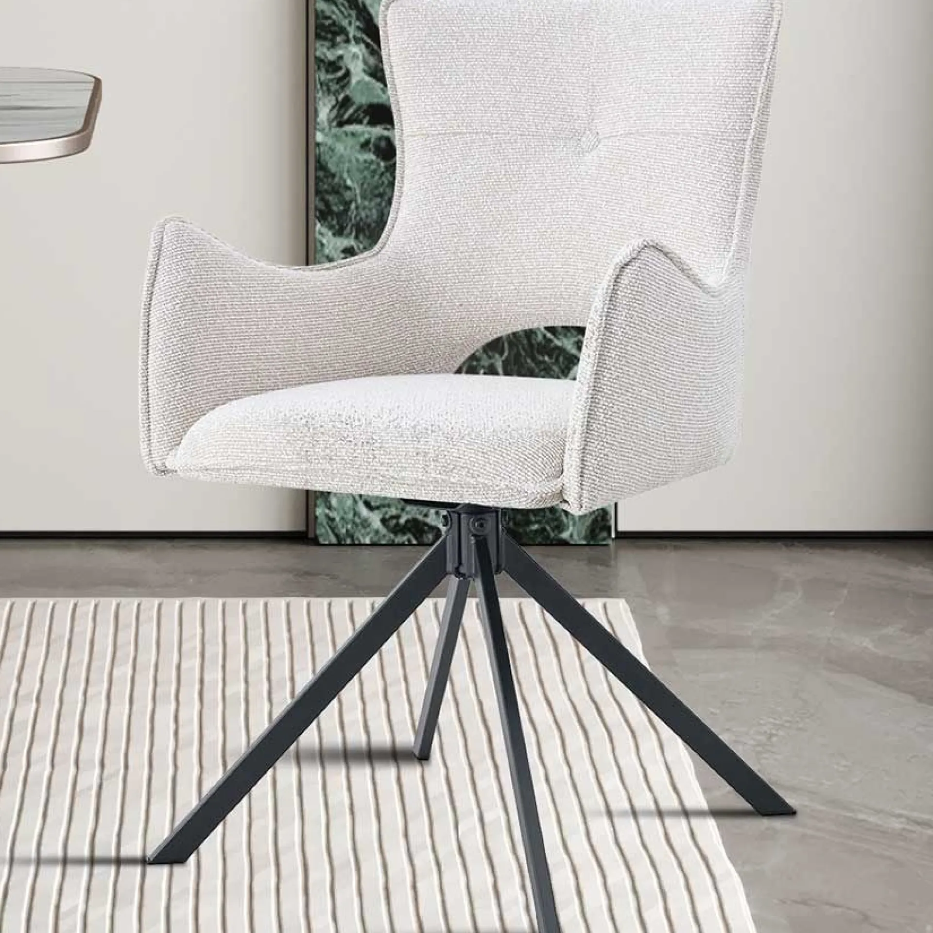 Rousseau Esszimmerstuhl Billy - 58x60x88cm - drehbar - ecru