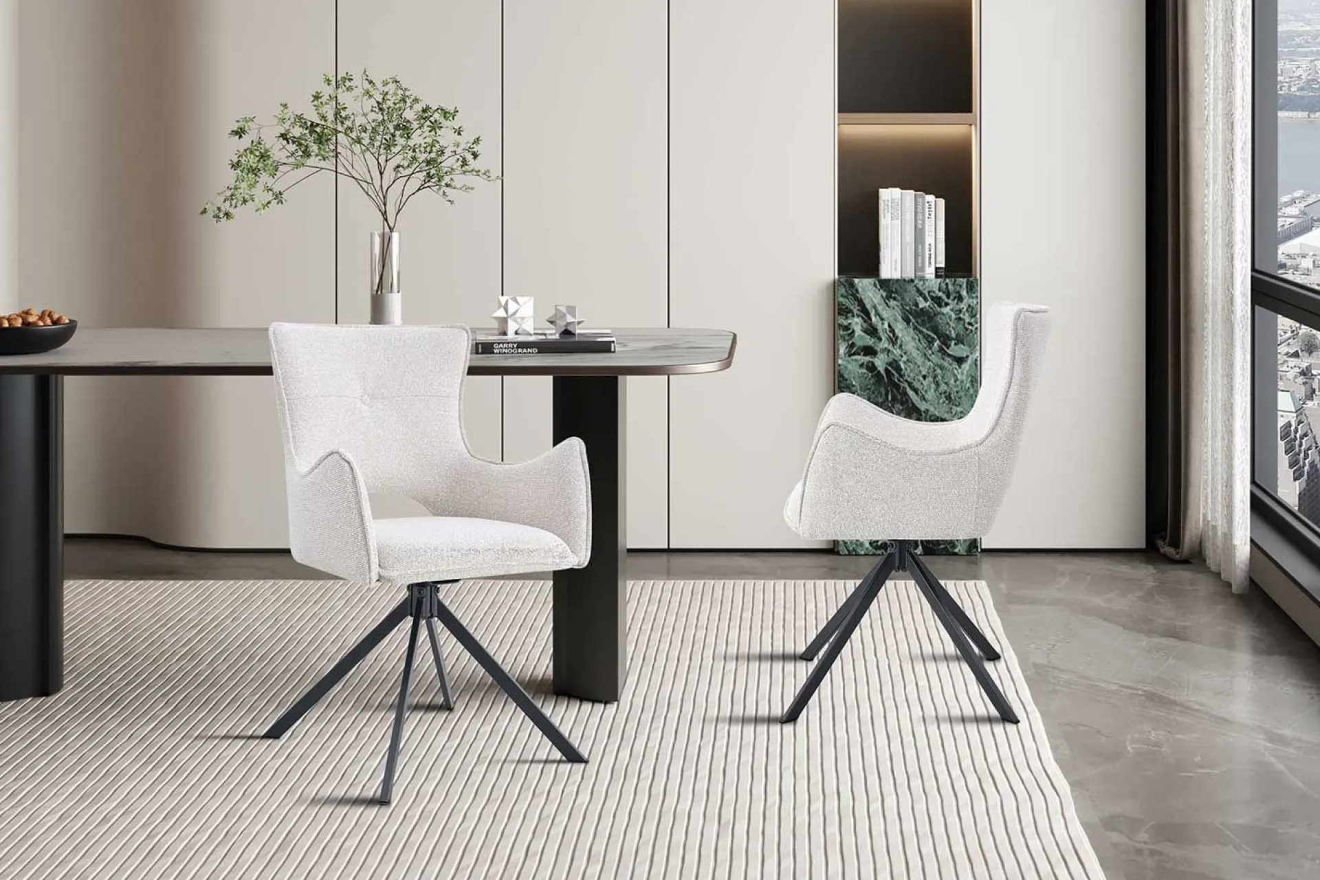 Rousseau Esszimmerstuhl Billy - 58x60x88cm - drehbar - ecru