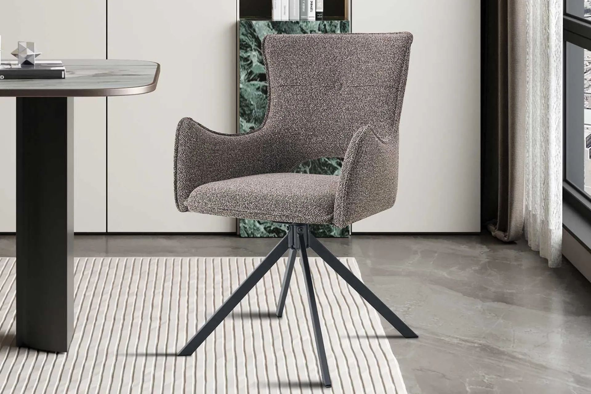 Rousseau Esszimmerstuhl Billy - 58x60x88cm - drehbar - sand