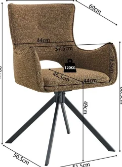 Rousseau Esszimmerstuhl Billy - 58x60x88cm - drehbar - Rost