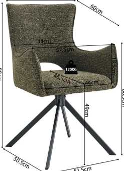 Rousseau Esszimmerstuhl Billy - 58x60x88cm - drehbar -