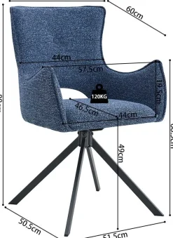 Rousseau Esszimmerstuhl Billy - 58x60x88cm - drehbar -