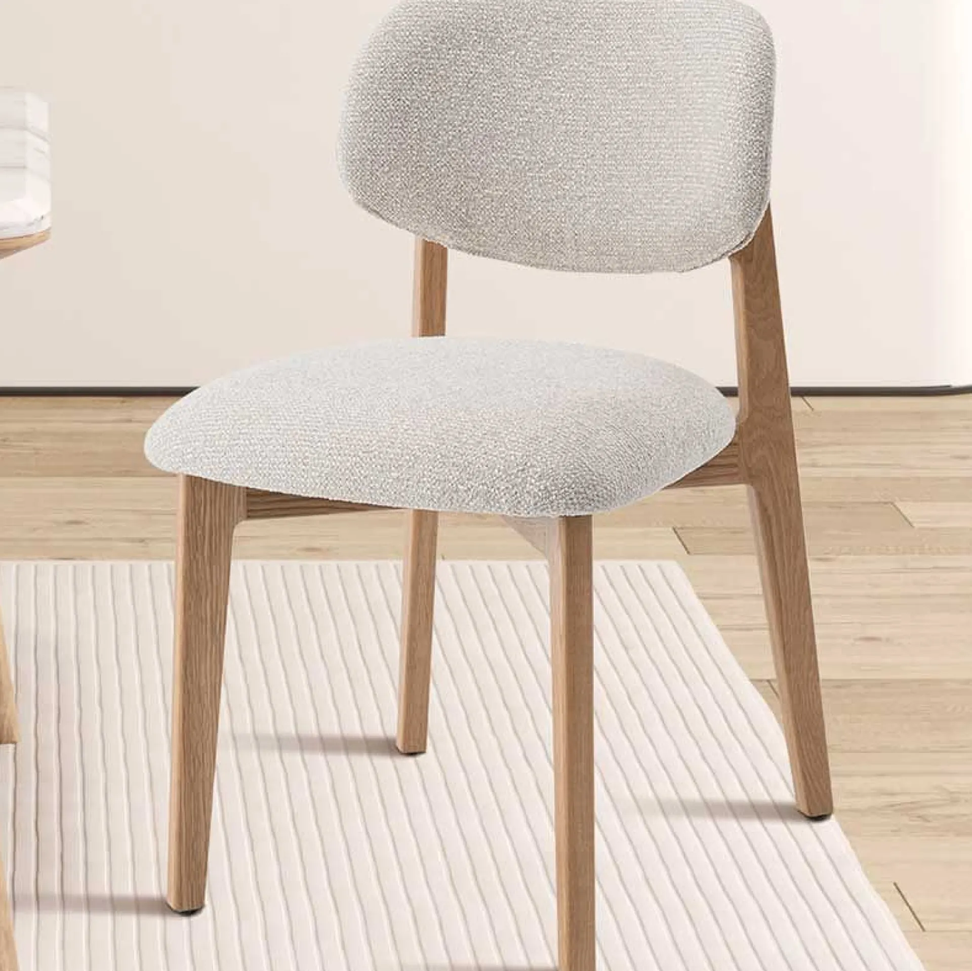 Rousseau Esszimmerstuhl Carmen - 48x59x83,5cm - Eiche massiv/beige Stoff