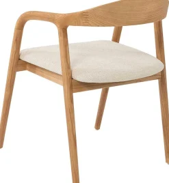 Rousseau Esszimmerstuhl Claire - 57x66x74cm - beige Stoff/Essenholz