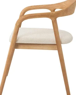 Rousseau Esszimmerstuhl Claire - 57x66x74cm - beige Stoff/Essenholz