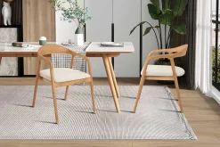 Rousseau Esszimmerstuhl Claire - 57x66x74cm - beige Stoff/Essenholz