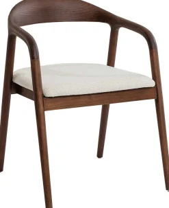 Rousseau Esszimmerstuhl Claire - 57x66x74cm - beige Stoff/Walnuss