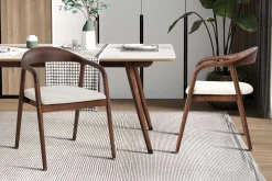 Rousseau Esszimmerstuhl Claire - 57x66x74cm - beige Stoff/Walnuss