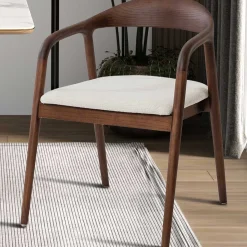 Rousseau Esszimmerstuhl Claire - 57x66x74cm - beige Stoff/Walnuss
