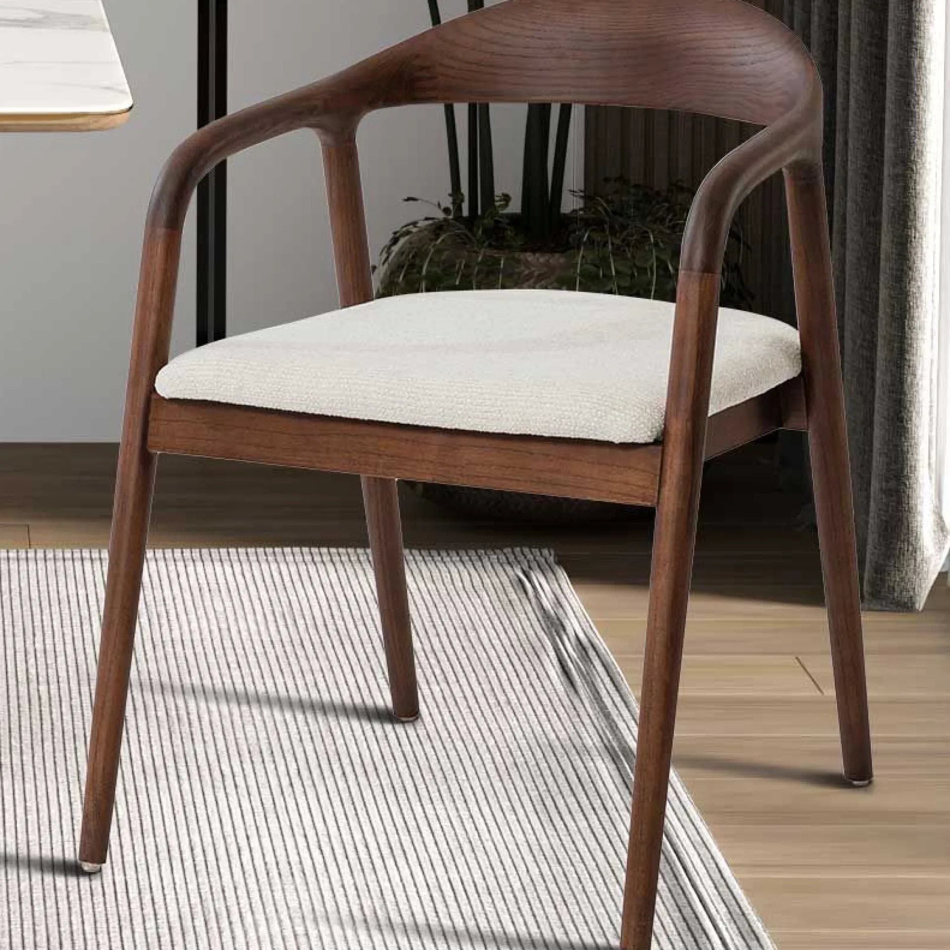 Rousseau Esszimmerstuhl Claire - 57x66x74cm - beige Stoff/Walnuss