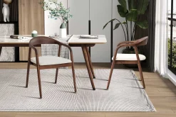 Rousseau Esszimmerstuhl Claire - 57x66x74cm - beige Stoff/Walnuss