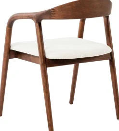 Rousseau Esszimmerstuhl Claire - 57x66x74cm - beige Stoff/Walnuss