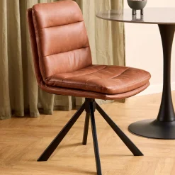 Emob Esszimmerstuhl Dean - 47x57x85cm - Kunstleder - cognac