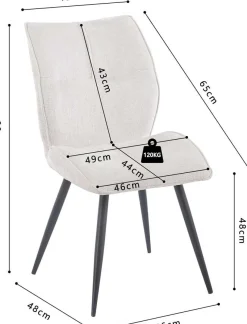 Rousseau Esszimmerstuhl Faye - 49x65x89cm - ecru
