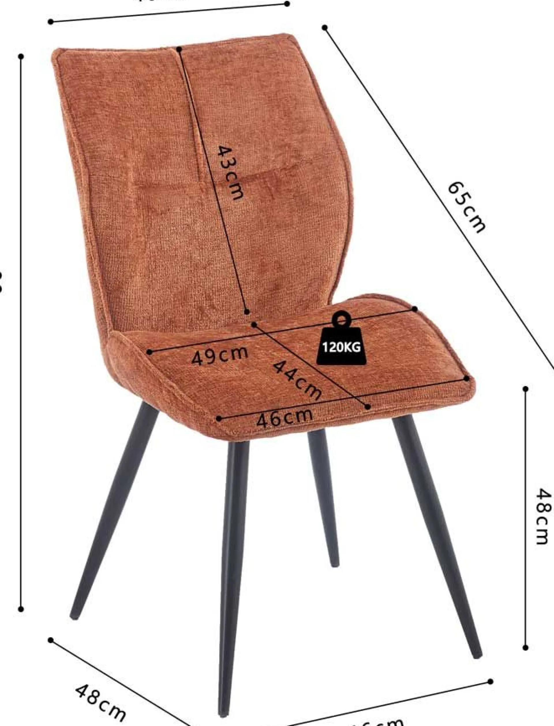 Rousseau Esszimmerstuhl Faye - 49x65x89cm - Rost