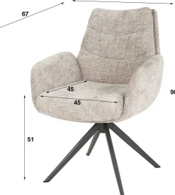 Emob Esszimmerstuhl Lungo - 66x67x90cm - drehbar - sand