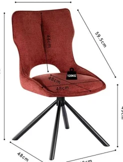 Rousseau Esszimmerstuhl Morris - 48x59.5x90cm - drehbar - er Stoff