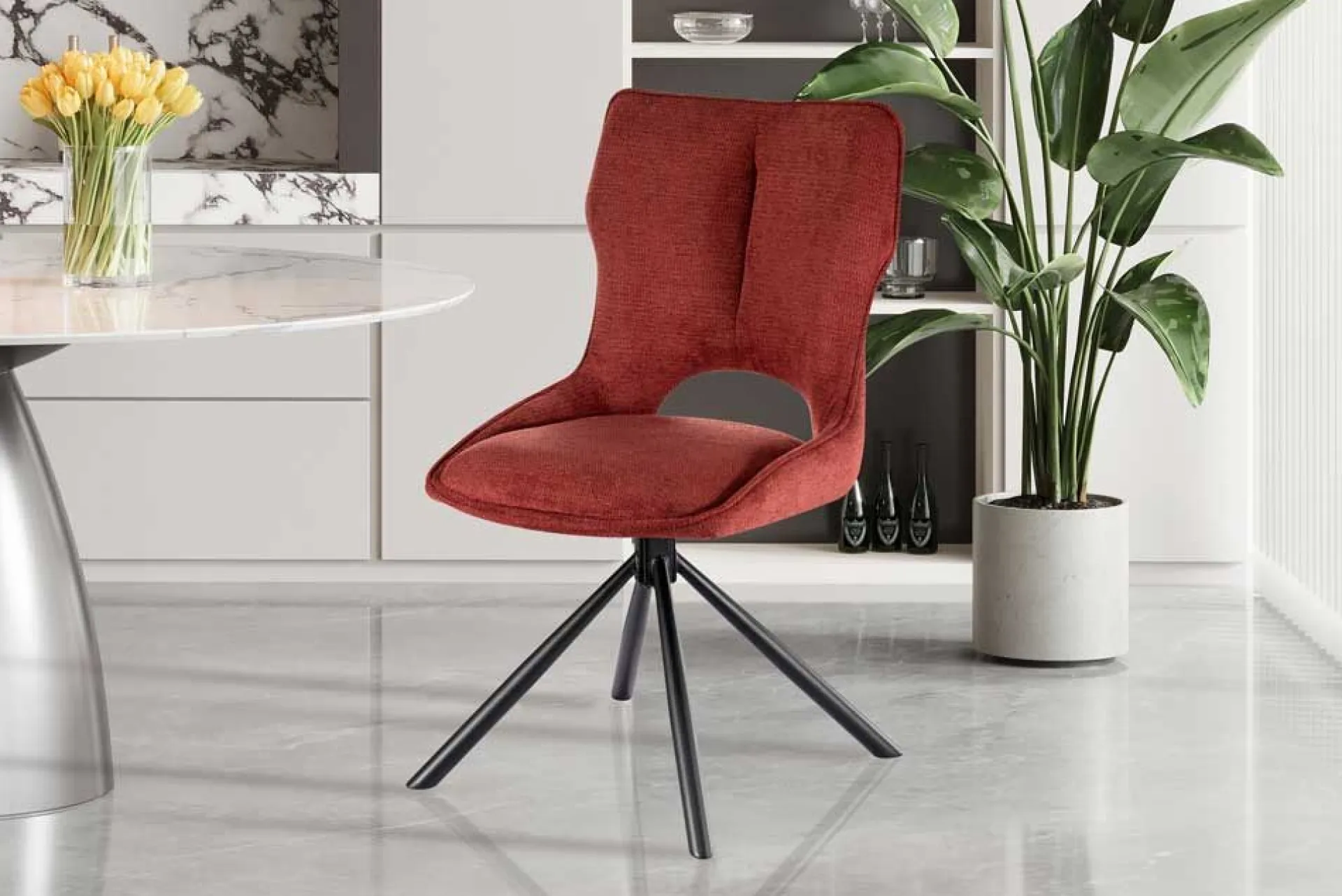 Rousseau Esszimmerstuhl Morris - 48x59.5x90cm - drehbar - er Stoff