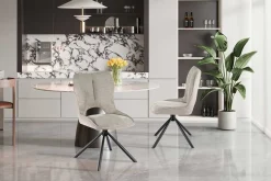Rousseau Esszimmerstuhl Morris - 48x59.5x90cm - drehbar - heller Stoff