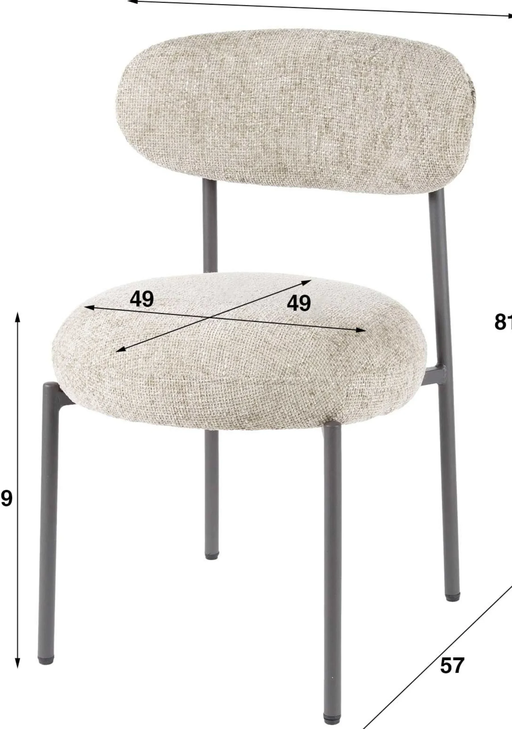 Emob Esszimmerstuhl Rondo - 52x57x81cm - Stoff