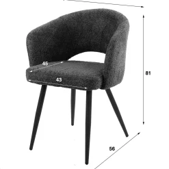 Emob Esszimmerstuhl Saloon - 58x56x81cm - er Stoff