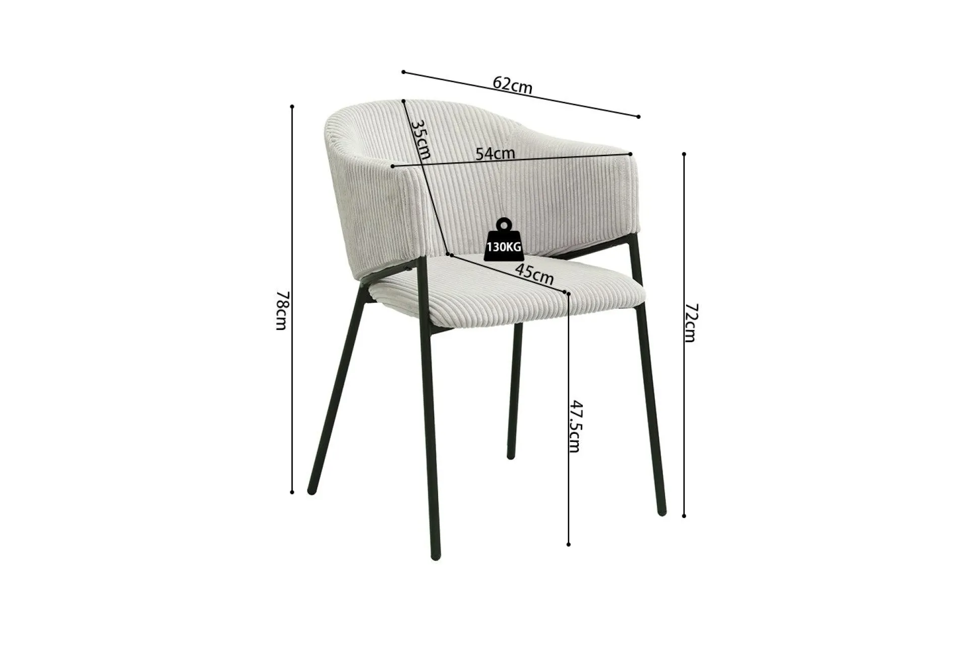 Rousseau Esszimmerstuhl Seagall | 54 x 62 x 78 cm | Corduroy Hell Design