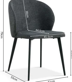 Rousseau Esszimmerstuhl Tilly - 51x55x80cm - dunkelgrauer Stoff