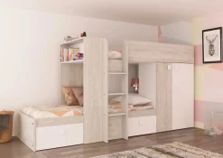 Etagenbett Beau (Lattenrost nicht enthalten) - Kiefer/Weiß
