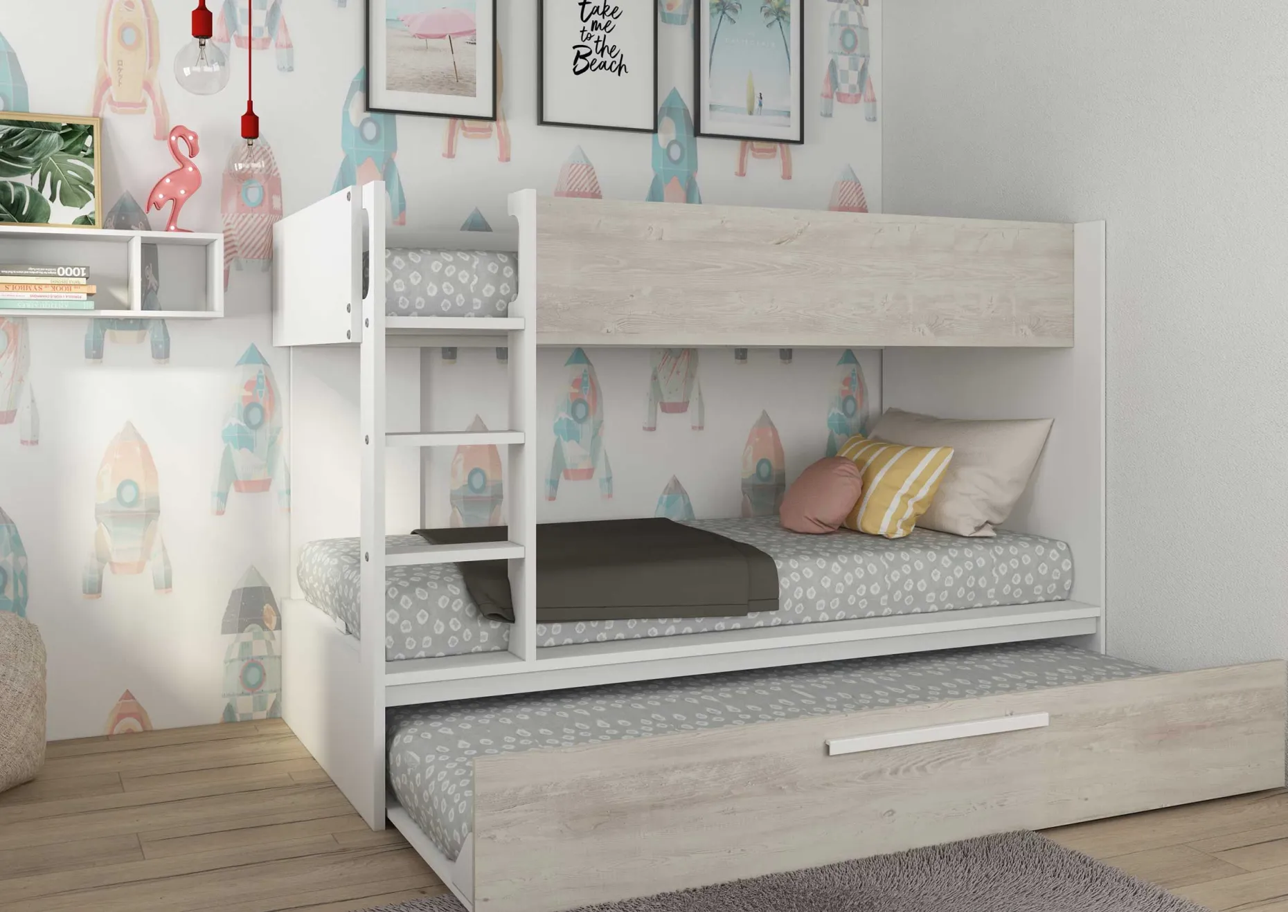 Etagenbett Cassie 90x200 mit Bettkasten - weiß