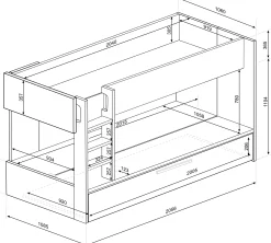 Etagenbett Cassie 90x200 mit Bettkasten - altrosa