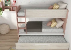 Etagenbett Cassie 90x200 mit Bettkasten - altrosa