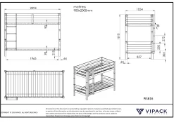 Etagenbett Claire 160cm mit Bettkasten - Kieferholz