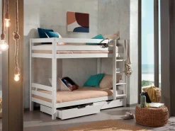 Etagenbett Claire 160cm mit zwei Schubladen - weiß