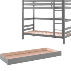 Etagenbett Claire hoch mit Bettkasten - grau