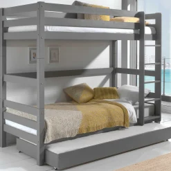 Etagenbett Claire hoch mit Bettkasten - grau
