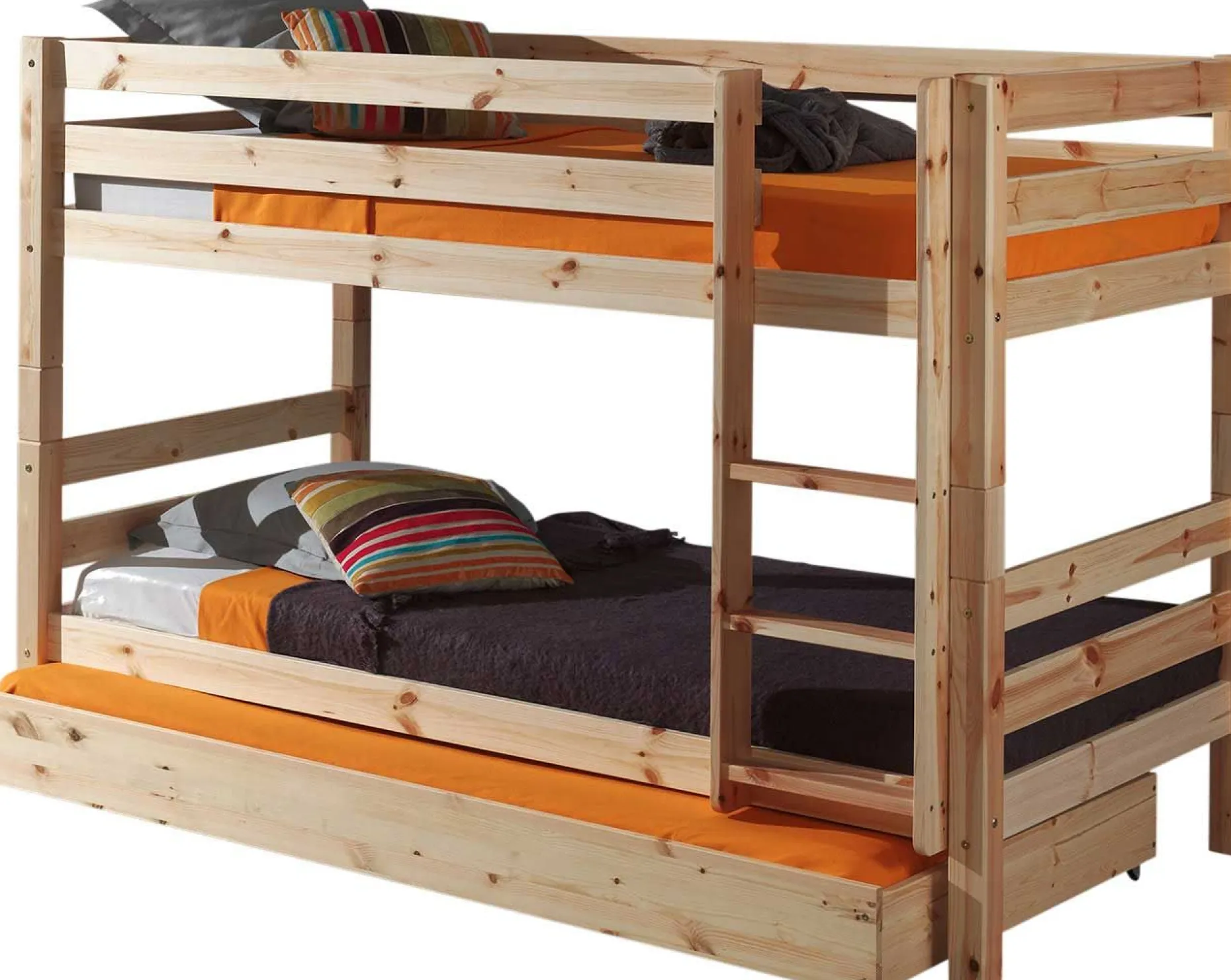 Etagenbett Claire niedrig mit Bettschublade - Kieferholz
