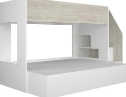 Etagenbett Easy für 3 Personen - 90x200cm und 140x200cm - cascina Eiche Dekor/Weiß