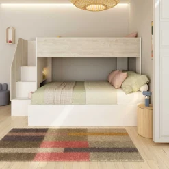 Etagenbett Easy für 3 Personen - 90x200cm und 140x200cm - cascina Eiche Dekor/Weiß