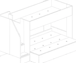 Etagenbett Easy für 3 Personen - 90x200cm und 140x200cm - cascina Eiche Dekor/Weiß
