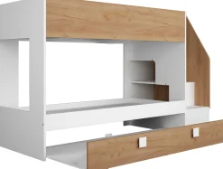 Etagenbett Easy - 90x200cm - mit Bettkasten - Goldene Eiche/Weiß