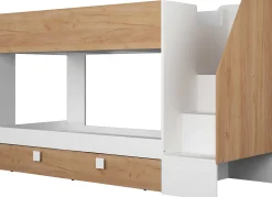 Etagenbett Easy - 90x200cm - mit Bettkasten - Goldene Eiche/Weiß