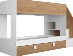 Etagenbett Easy - 90x200cm - mit Bettkasten - Goldene Eiche/Weiß