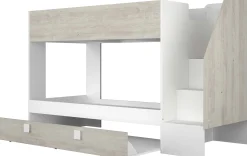Etagenbett Easy - 90x200cm - mit Bettkasten - Cascina Eiche Dekor/Weiß