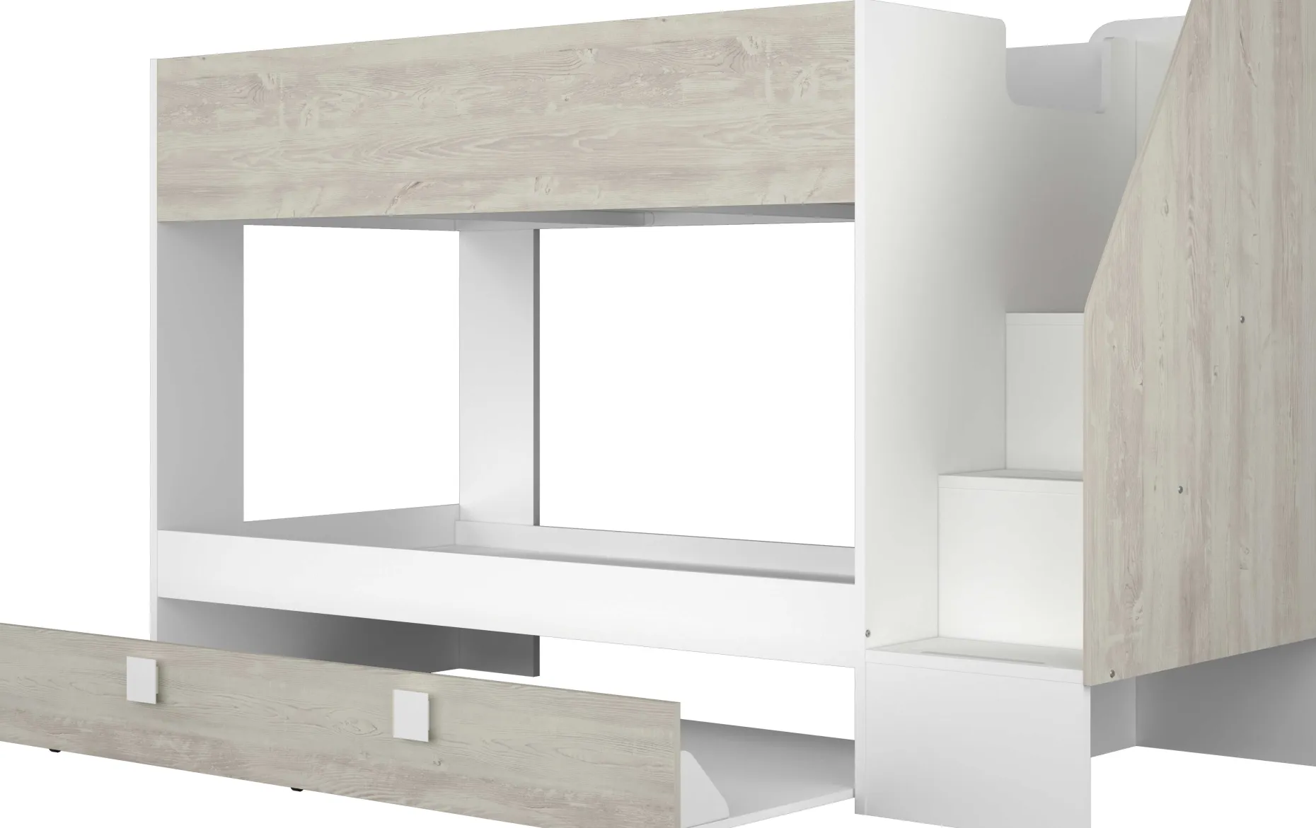 Etagenbett Easy - 90x200cm - mit Bettkasten - Cascina Eiche Dekor/Weiß