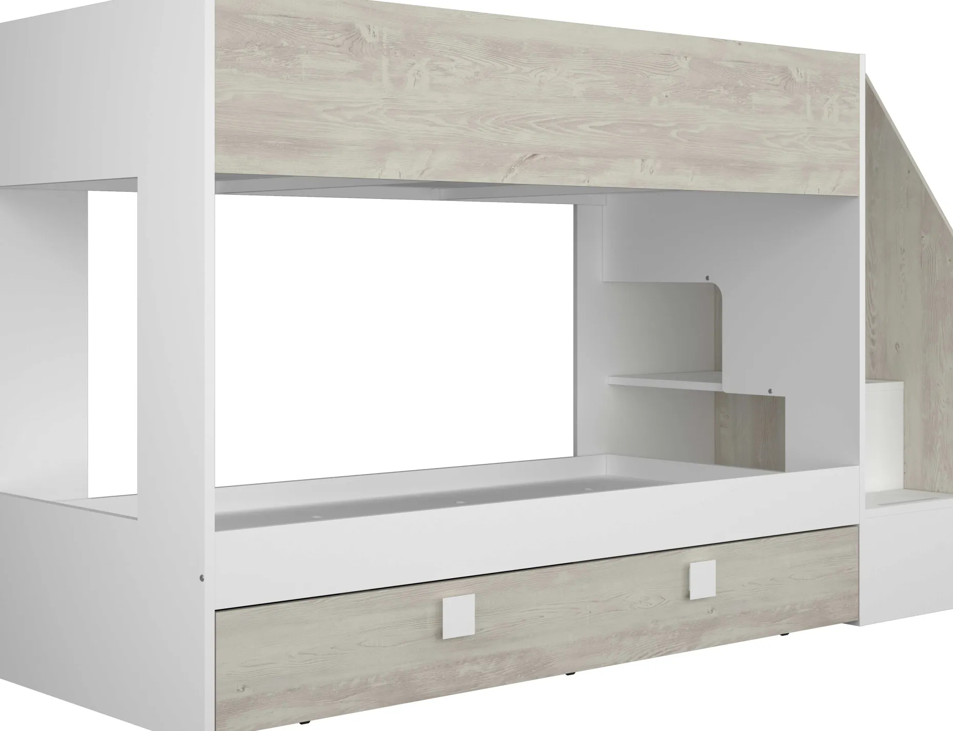Etagenbett Easy - 90x200cm - mit Bettkasten - Cascina Eiche Dekor/Weiß