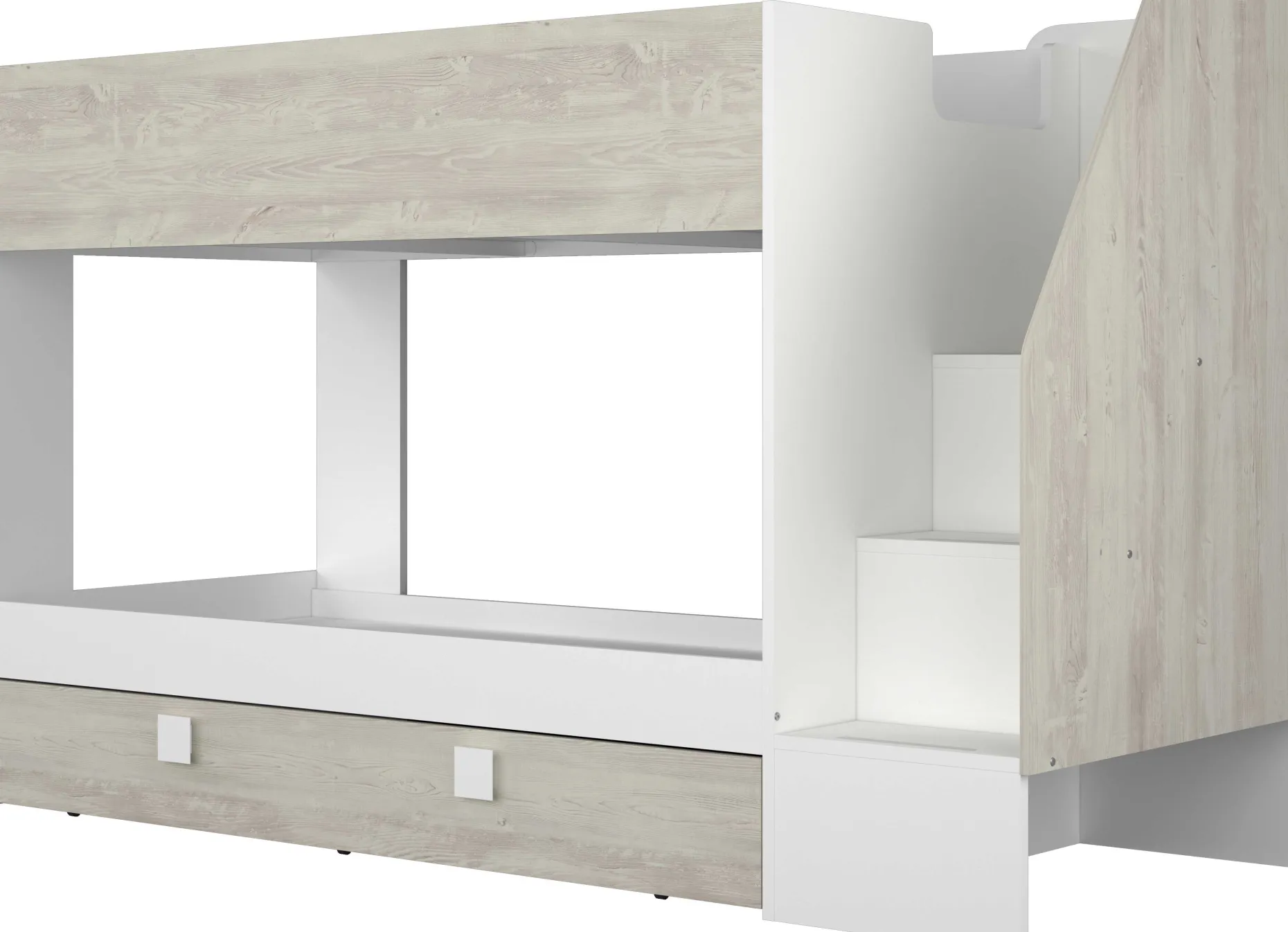 Etagenbett Easy - 90x200cm - mit Bettkasten - Cascina Eiche Dekor/Weiß