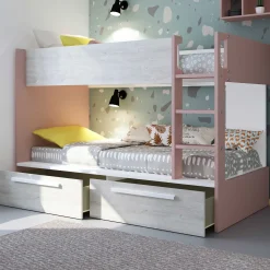 Etagenbett Fleur mit Schubladen - altrosa