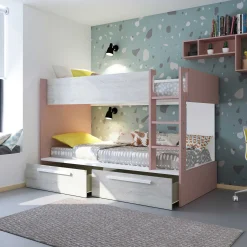 Etagenbett Fleur mit Schubladen - altrosa