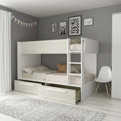 Etagenbett Fleur mit Schubladen - weiß