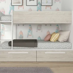Etagenbett Fleur mit Schubladen - weiß